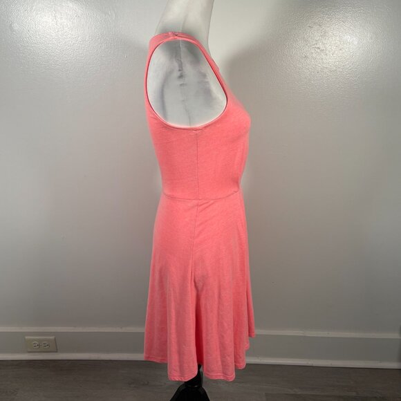 Everly Coral Pink Crew Neck Pleated Waist Sleeveless Knee-length Tank Dress S - Picture 10 of 14